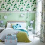 Freshen up your bedroom with oversized flower prints in green and teal 1