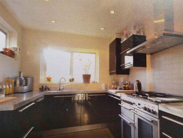 Before and after Modern kitchen with metallic mosaic splashback 5