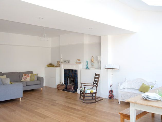 Extended kitchen with painted grey wooden units 4