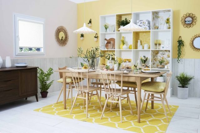 dining room painted yellow