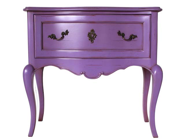 Out There Interiors Wide French Bedside Table in purple