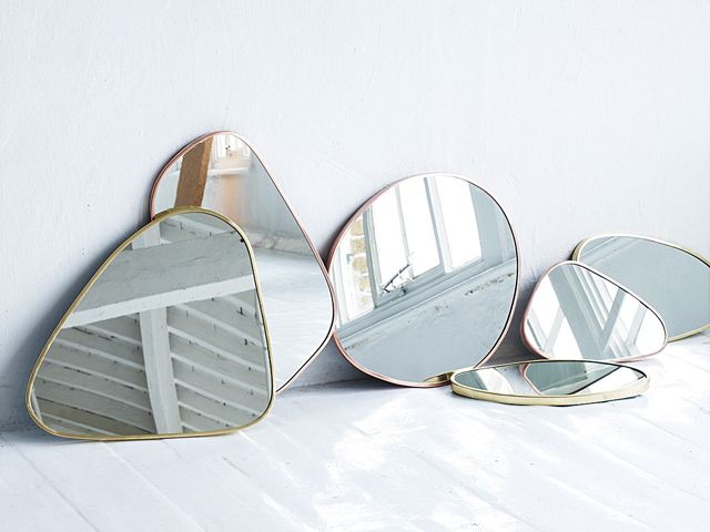 oliver bonas homeware large rose gold pebble wall mirrors