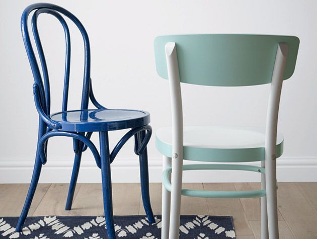 upcycled chairs painted blue green white