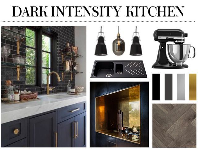 Kitchen Moodboard good homes black kitchen dark moody dramatic trend ss18 copy