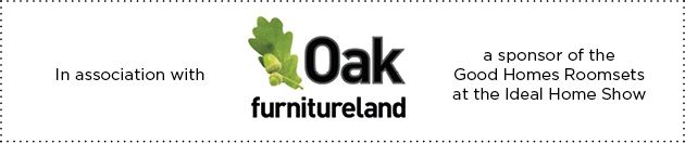 oak furnitureland sponsor strip for good homes roomsets at ideal home show 2018
