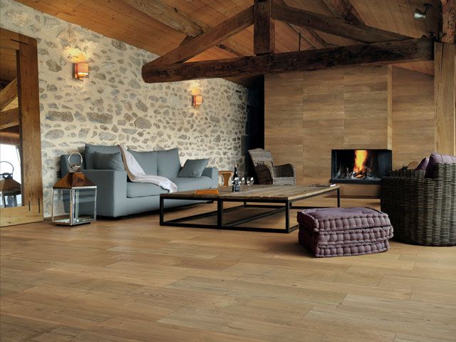 wood effect panel tiles in a traditional lodge home from the craftsman's journal collection by walls and floors 
