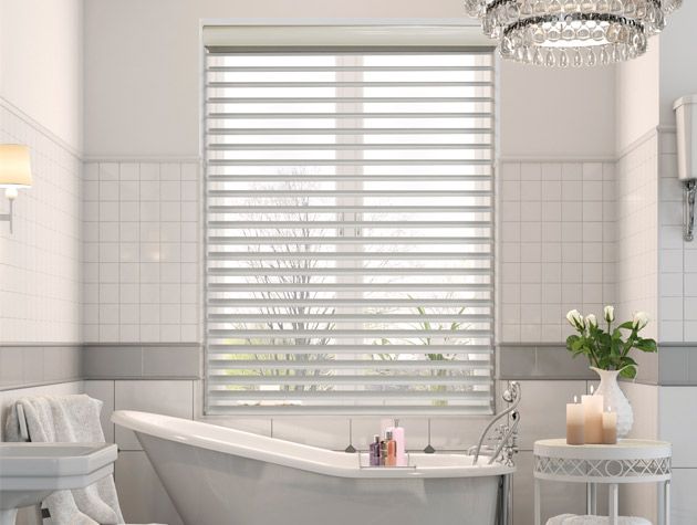 white venetian blind in white bathroom