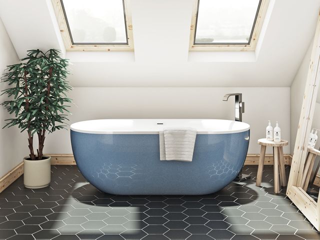 ellis bath lagoon colourful standalone bath freestanding in a bathroom by victoria plum