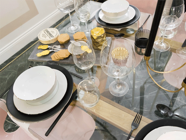 luxe dining room table decor