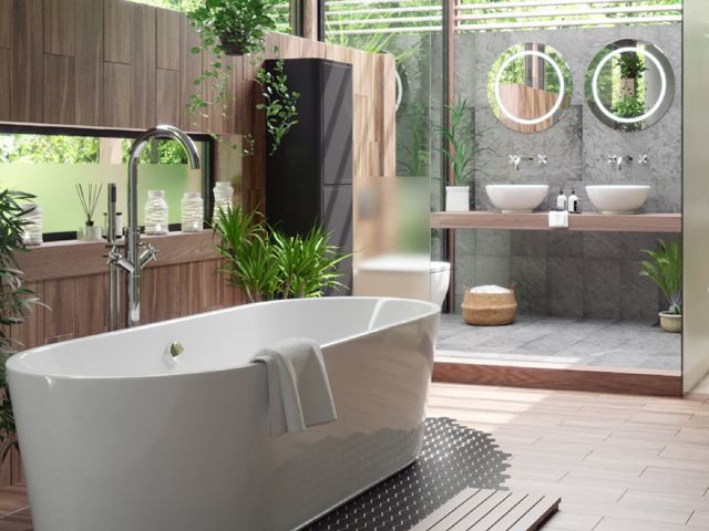 tropical plants in a bathroom by victoria plum