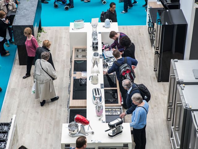 a bird's eye view of the renovation kitchen area at ideal home show 
