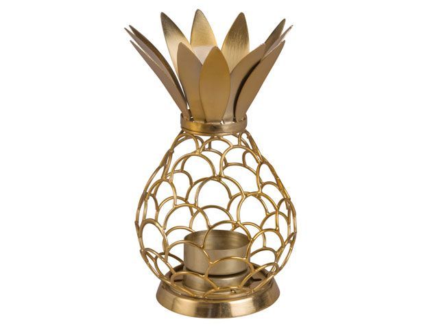 golden openwork metal pineapple candle holder maison du monde debenhams