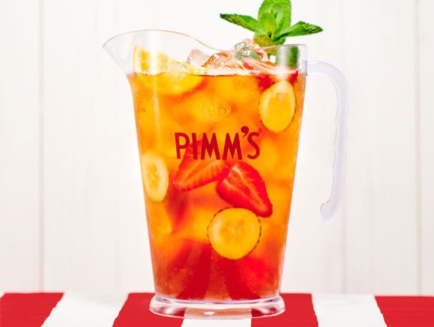 pimms jug with strawberry cucumber and mint