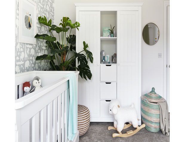 White and grey decorated gender neutral nursery styled by Giovanna Fletcher and  Wayfair -bedrooms-goodhomesmagazine.com