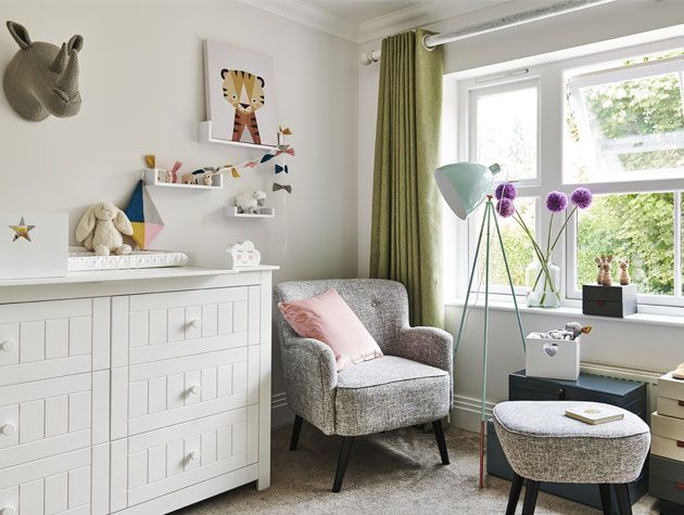 White and grey decorated gender neutral baby bedroom with animal wall art styled by Giovanna Fletcher and Wayfair -bedrooms-goodhomesmagazine.com