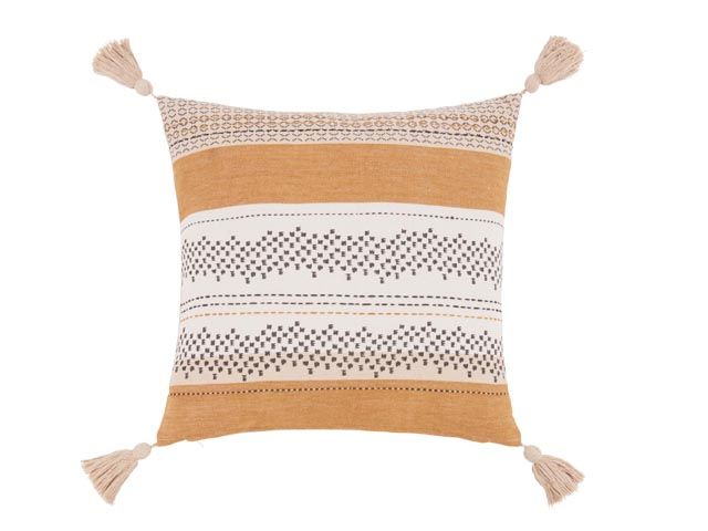 yellow and beige fringed cushion by maison du monde in their aw18 collection Emma & John - Living room - goodhomesmagazine.com