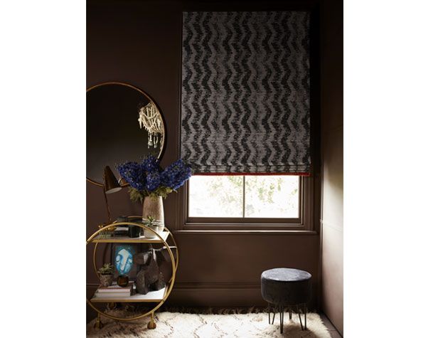 Grey patterned hallway Roman blind from Hillarys and Abigail Ahern's collection -living-room-goodhomesmagazine.com