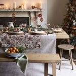 Amber and green-themed Chistmas dining table setting -john-lewis-and-partners-dining-room-goodhomesmagazine.com