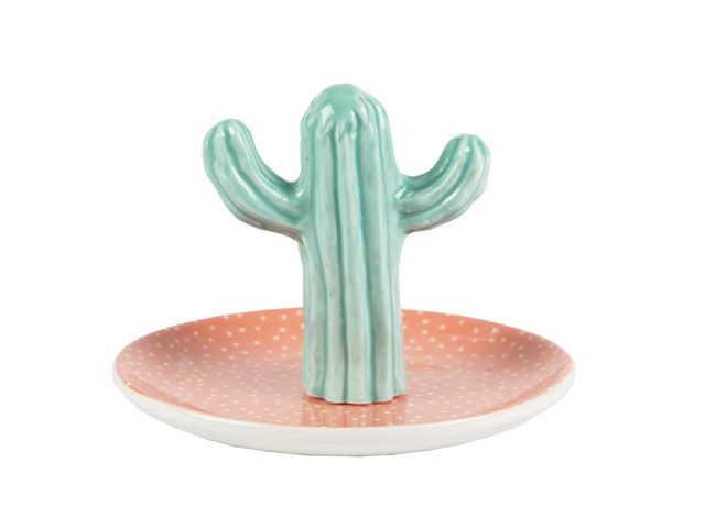 Green cactus on pink trinket tray designed by Sass & Belle -debenhams-shopping-goodhomesmagazine.com