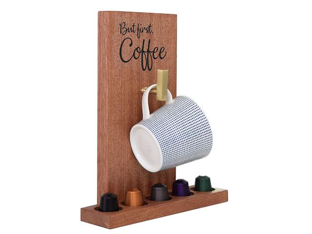 Puska Home wooden coffee capsule pod and mug holder -amazon-shopping-goodhomesmagazine.com