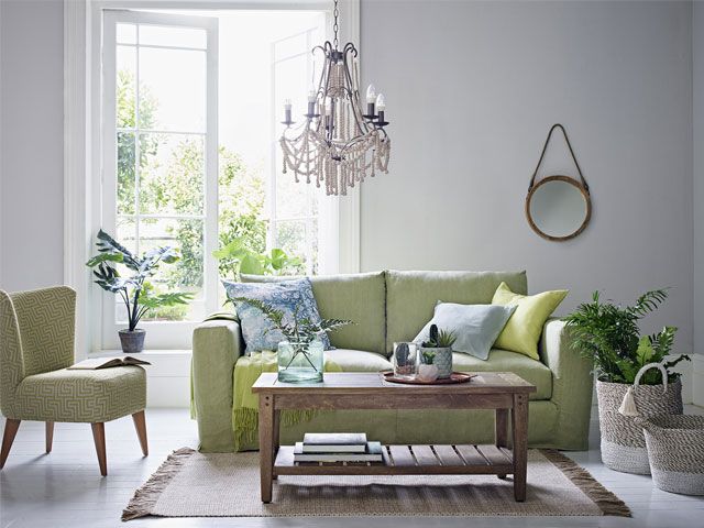 living room decor in botanical theme