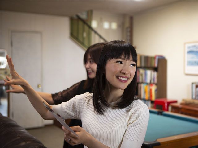 Still image of Marie Kondo from the Netflix series, Tidying Up with Marie Kondo -living-room-goodhomesmagazine.com