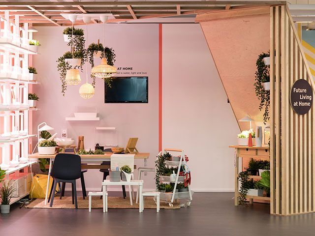 Ikea Greenwich's futuristic pink office space, decorated in pink and with plenty of plants