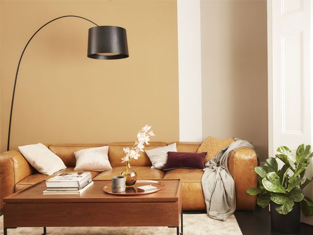 Fearne Cotton's living room painted in Dulux's Colour of the Year 2019, Spiced Honey - living room - goodhomesmagazine.com