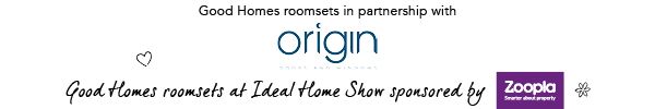 Good Homes roomsets sponsored by Origin at the Ideal Home Show sponsored by Zoopla sponsor banner -living-room-goodhomesmagazine.com