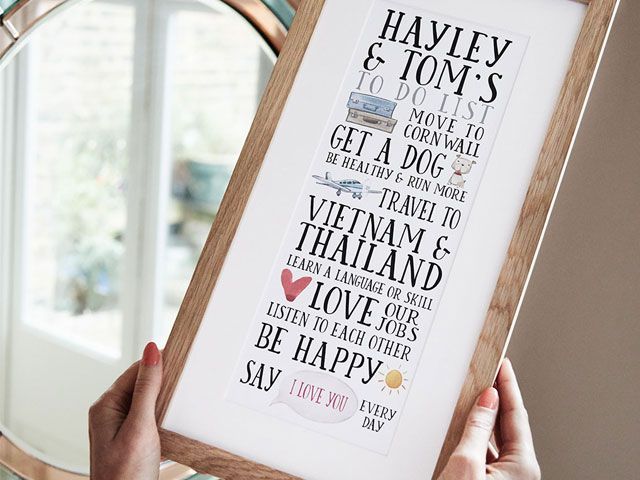 Personailsed framed print with typography design by LETTERFEST -notonthehighstreet-living-room-goodhomesmagazine.com
