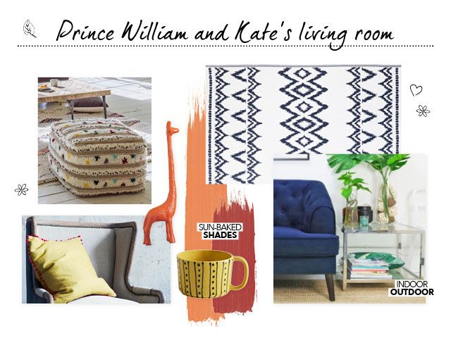 An imaginary Prince William and Kate's living room moodboard for Good Homes roomsets at Ideal Home Show 2019 