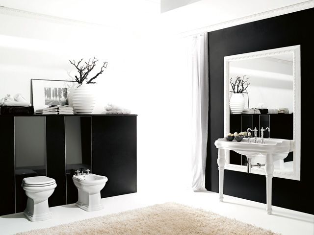 formello bath set by albion baths in a black and white monochrome bathroom