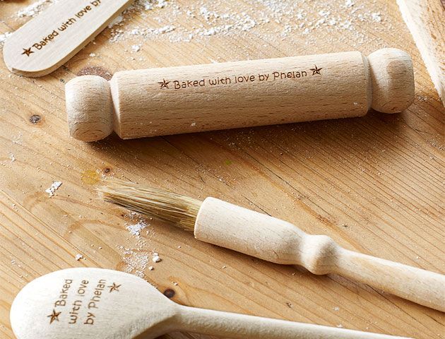 Personalised wooden rolling pin, spatula and pastry brush -notonthehighstreet-living-room-goodhomesmagazine.com