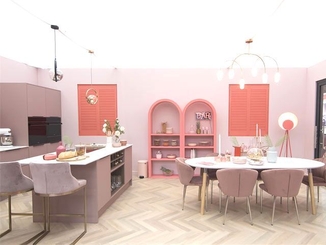 pink kitchen diner good homes roomset prince harry meghan themed ideal home show spring 2019 copy