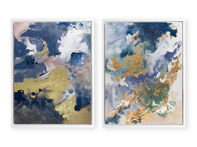 Pair of blue abstract artworks from AttikoArt