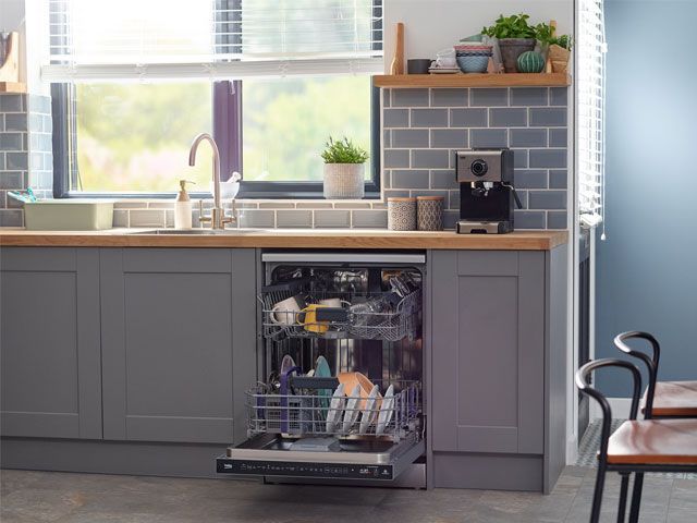 Grey scheme kitchen with Beko Autodose -living-room-goodhomesmagazine.com