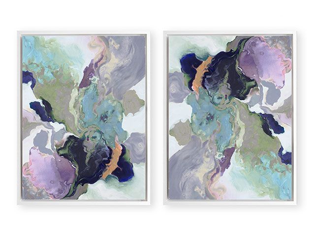 Pair of blue and purple abstract prints from AttikoArt