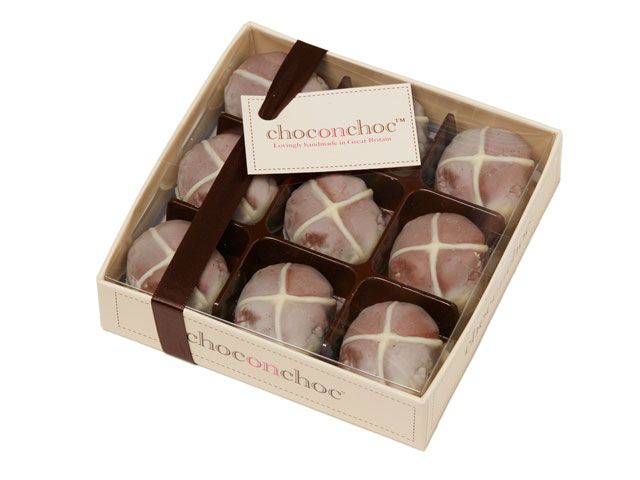 A box of mini chocolate hot cross buns from Choconchoc -shopping-goodhomesmagazine.com