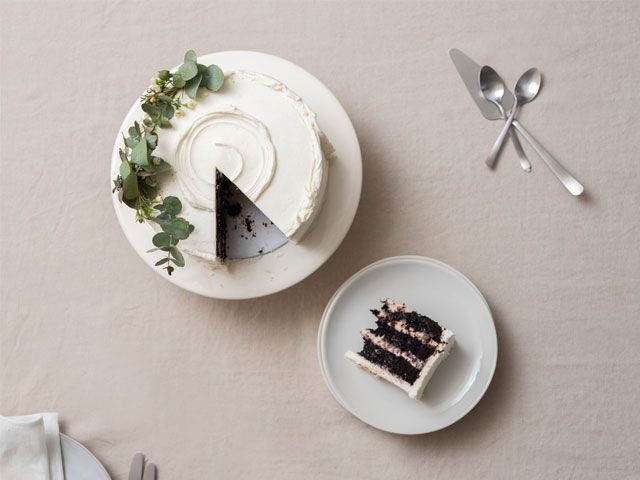 A tablescape with an alternative, white cake centrepiece -trouva-living-room-goodhomesmagazine.com