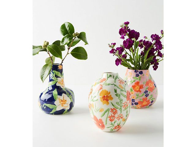 anthropologie bright patterned painted vases from the ss19 collection