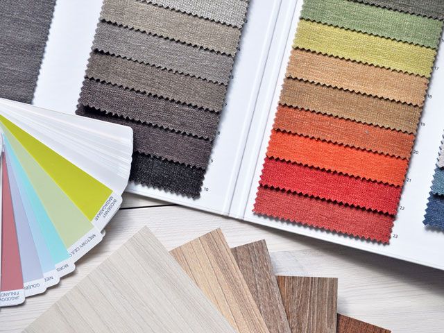 colour swatches and samples for fabric, wood and paint 