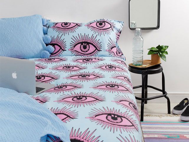 Blue and pink eye print duvet set from asos supply - living room - goodhomesmagazine.com