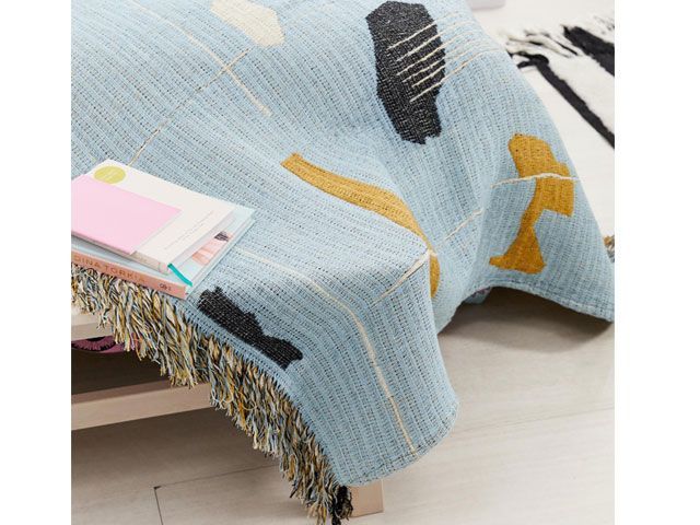 Minimal woven blue, yellow and black throw -asos-supply-goodhomesmagazine.com