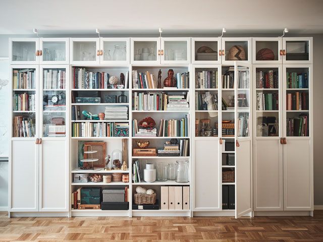 white billy bookcase system by ikea in a real home