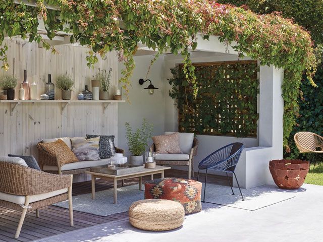 outdoor rugs in a shaded living area from John Lewis SS19 collection