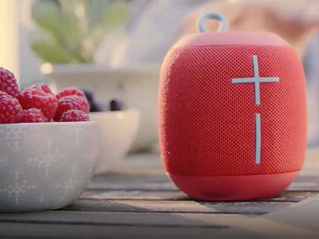 Ultimate ears red portable bluetooth speaker on picnic table - picnic accessories - Argos - goodhomesmagazine.com