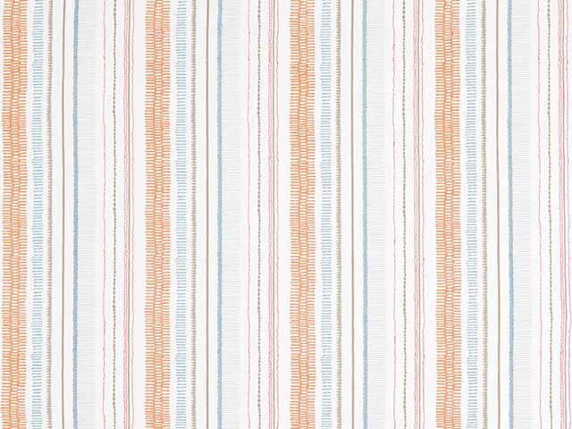 cheery white orange pink and blue stripe curtain fabric - curtain ideas - scion - goodhomesmagazine.com