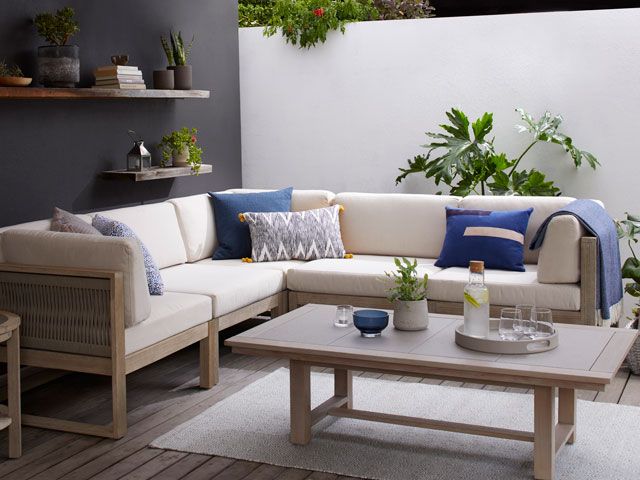 john lewis ss19 collection - an outdoor sofa and a coffee table