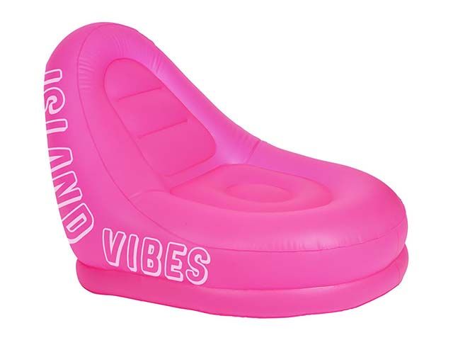 neon pink inflatable chair island vibes - picnic accessories - amara - goodhomesmagazine.com