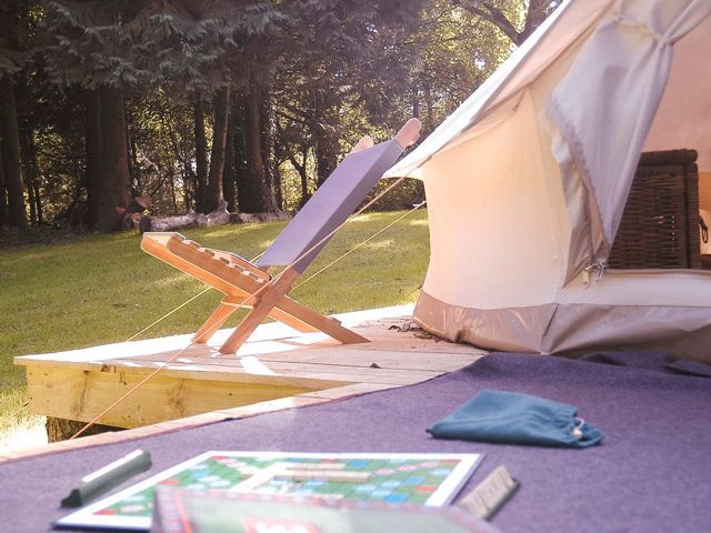 the exterior of ideawood dolphin tent in pembrokeshire, wales